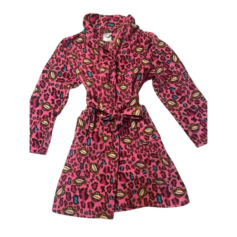 Bobby-Jack Girls Pink Leopard Robe 14/16 – Cartoon Monkey Bathrobe‎ 32